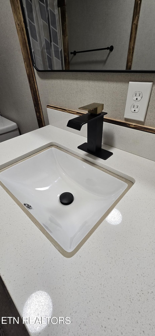 interior details featuring toilet and vanity