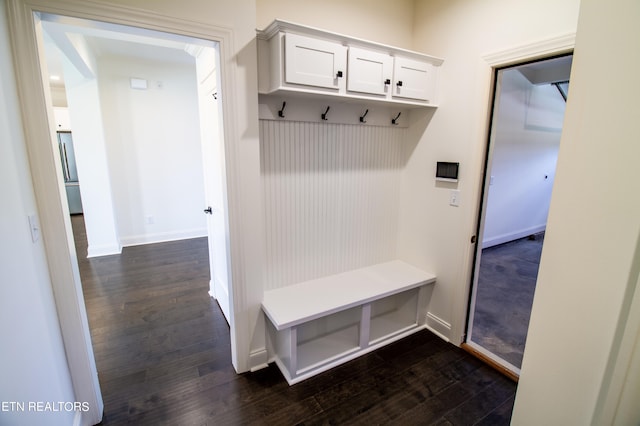 mudroom featuring dark hardwood / wood-style floors