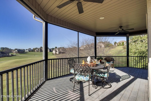 deck featuring ceiling fan