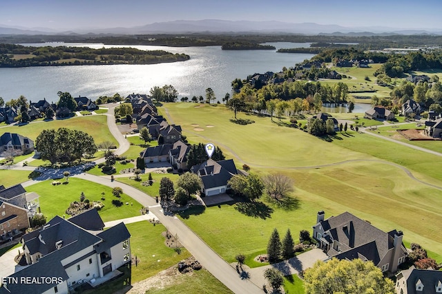 aerial view featuring a residential view and a water view