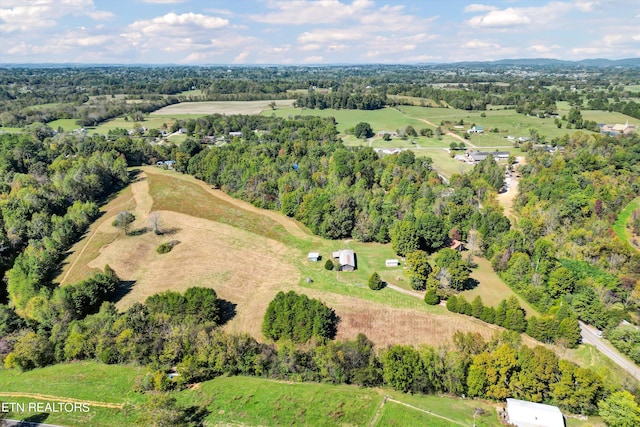 aerial view featuring a rural view