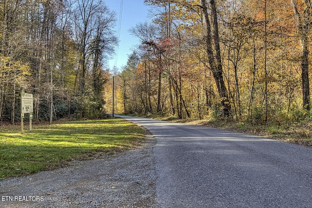view of road with a view of trees