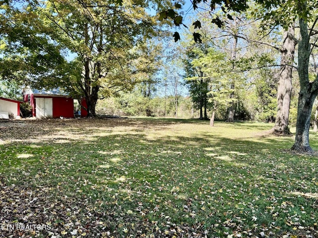 view of yard featuring an outbuilding