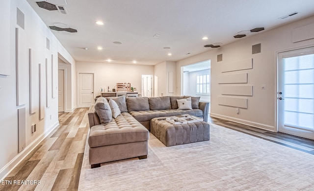 living room featuring light hardwood / wood-style flooring