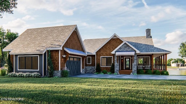 craftsman-style house featuring a front lawn