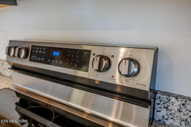 details with stainless steel electric range oven