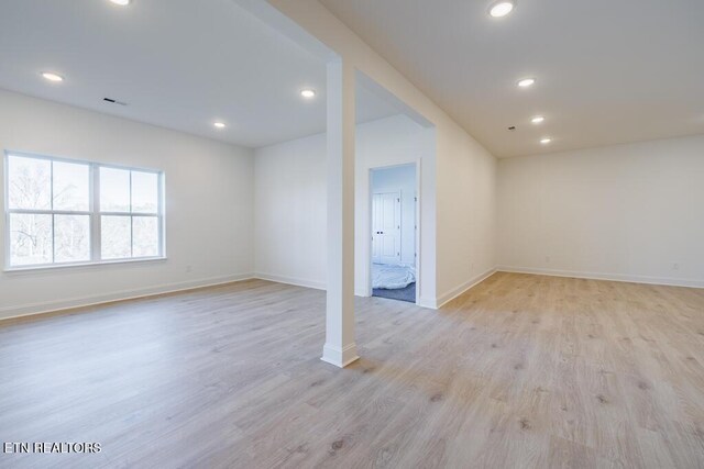 interior space with light hardwood / wood-style flooring