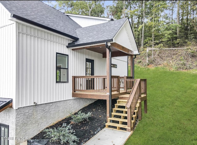246 Clear Creek Rd, Kodak, TN 37764 - wooden terrace featuring stairs and a lawn