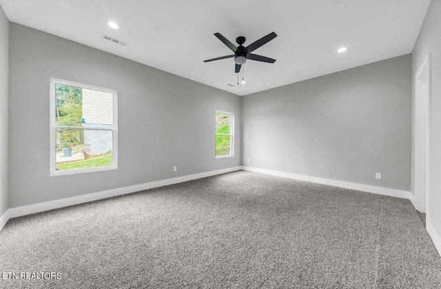 246 Clear Creek Rd, Kodak, TN 37764 - unfurnished room featuring carpet floors, a ceiling fan, baseboards, and recessed lighting