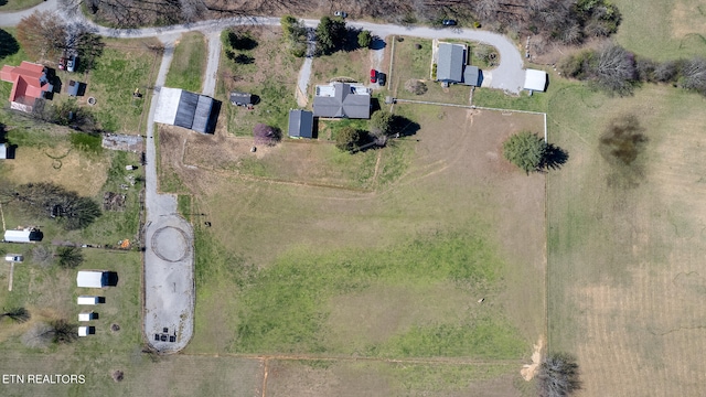 aerial view with a rural view