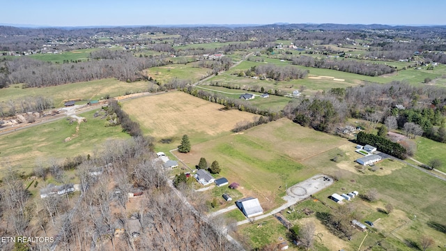 bird's eye view with a rural view