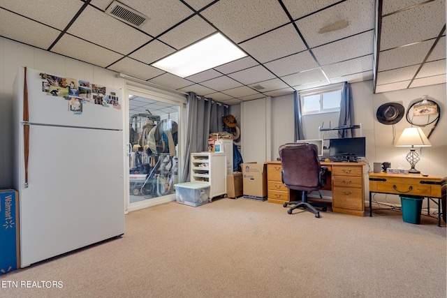 1506 W Cunningham Rd, Seymour, TN 37865 - carpeted home office with visible vents and a paneled ceiling