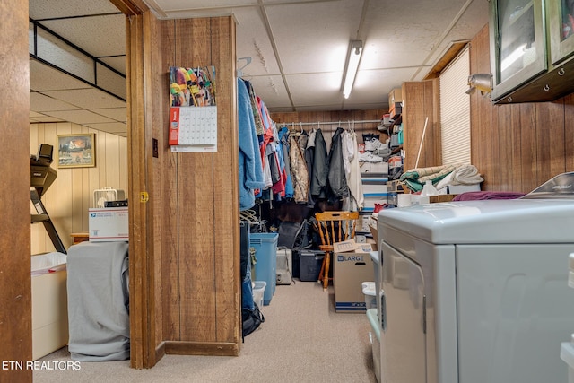 1506 W Cunningham Rd, Seymour, TN 37865 - washroom featuring carpet flooring and wooden walls