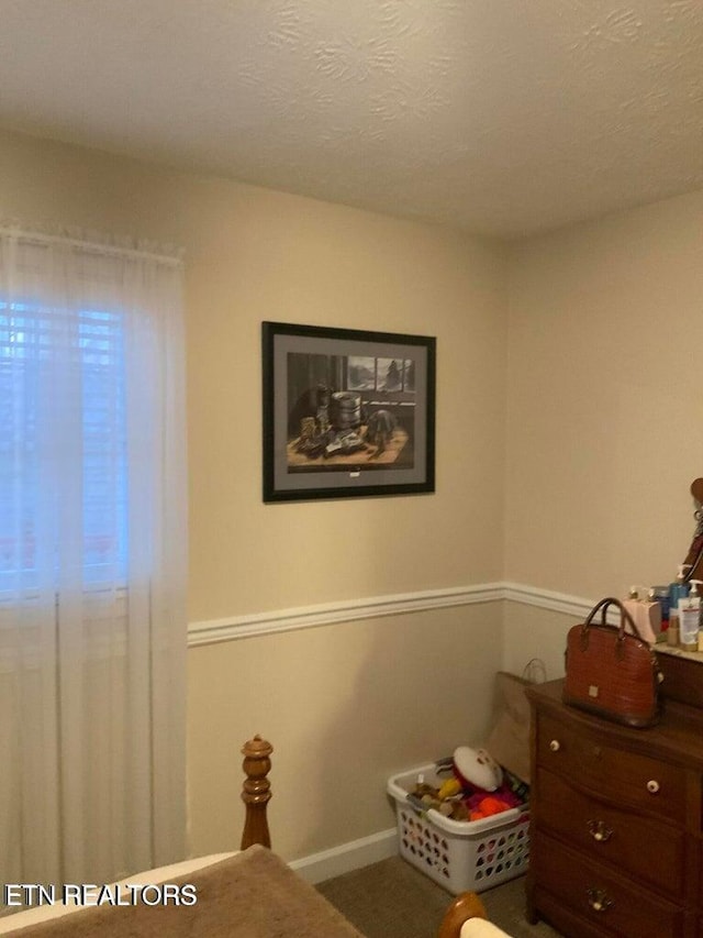 bedroom with a textured ceiling