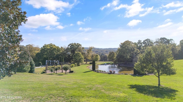 view of yard featuring a water view