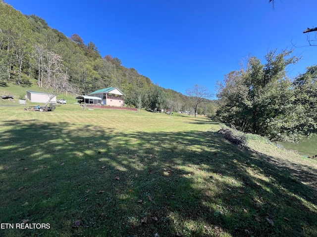 view of yard featuring a mountain view