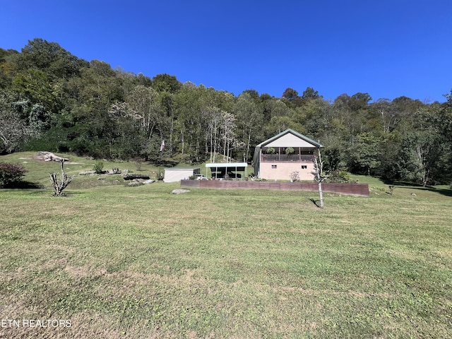 59 River Rd, Miracle, KY 40856 - view of green lawn featuring a forest view