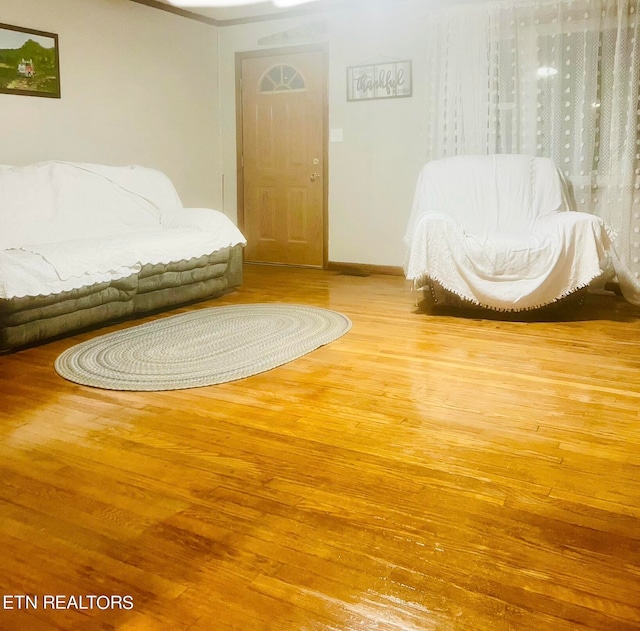 living area featuring hardwood / wood-style flooring