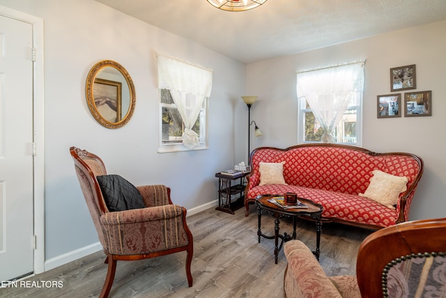 living area featuring hardwood / wood-style floors