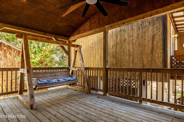 deck featuring ceiling fan