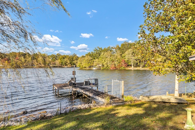 view of dock featuring a water view