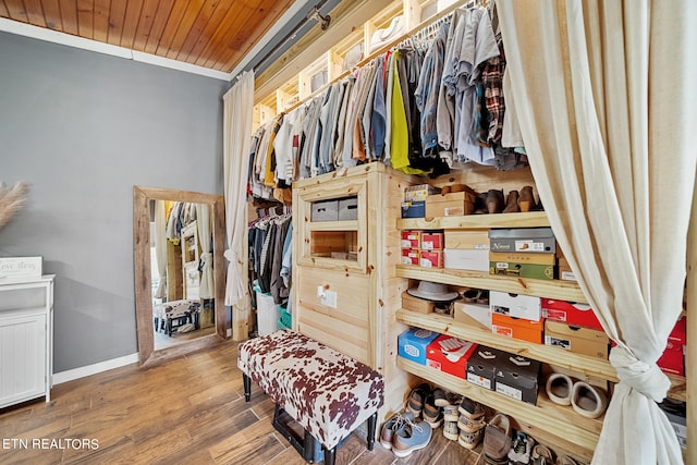 walk in closet featuring hardwood / wood-style floors