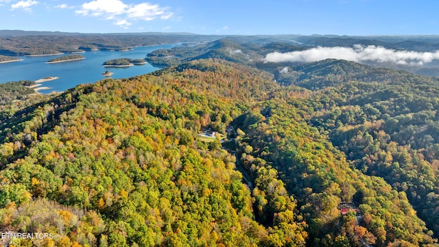 aerial view with a water and mountain view