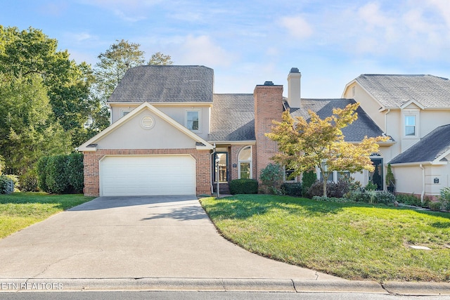 view of property featuring a front lawn