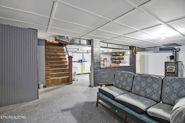 living room featuring washer / clothes dryer