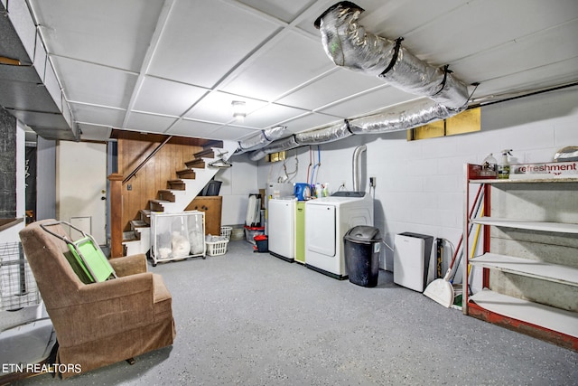 basement with independent washer and dryer