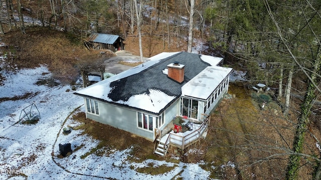 view of snowy aerial view