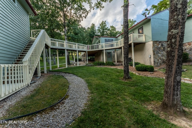 view of yard featuring a deck