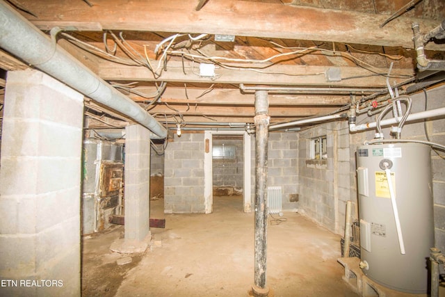 basement with electric water heater