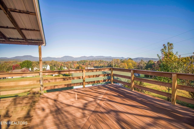 deck featuring a mountain view