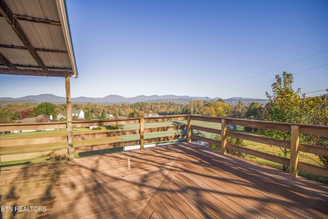 deck featuring a mountain view