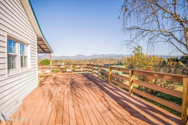 deck featuring a mountain view