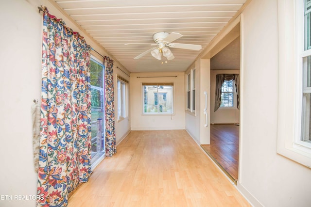 hallway with light hardwood / wood-style floors