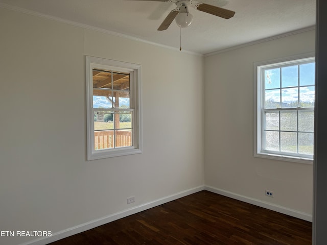 11806 Dry Valley Rd, Loudon, TN 37774 - spare room with dark wood finished floors, plenty of natural light, baseboards, and ornamental molding