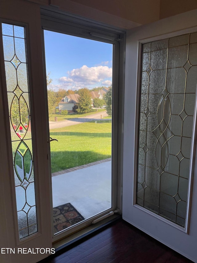 doorway to outside featuring dark hardwood / wood-style floors and a wealth of natural light