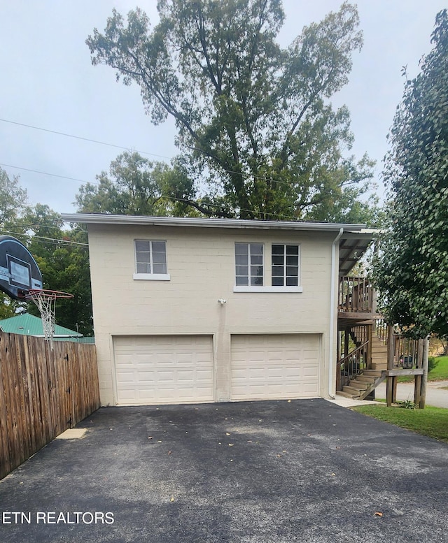 exterior space featuring a garage