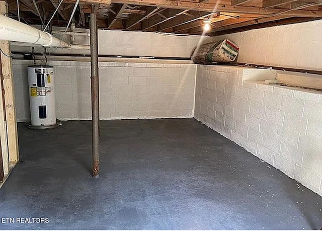 basement with electric water heater