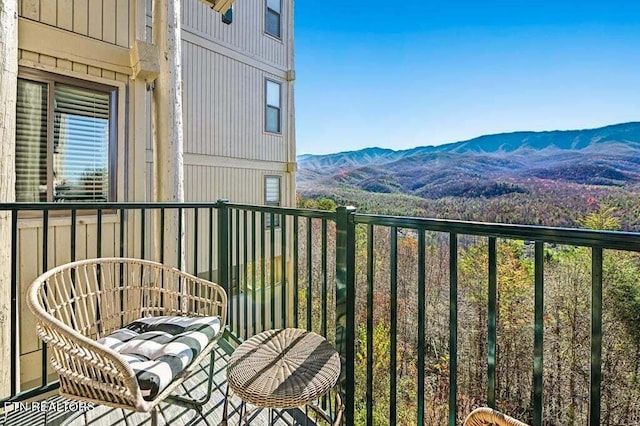 balcony with a mountain view