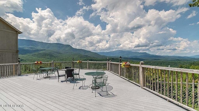 deck with a mountain view