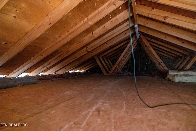 view of unfinished attic