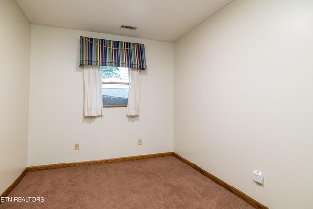 carpeted empty room featuring a textured ceiling