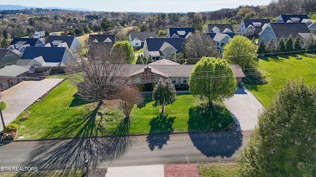 bird's eye view with a residential view