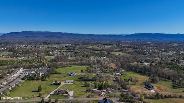 birds eye view of property with a mountain view