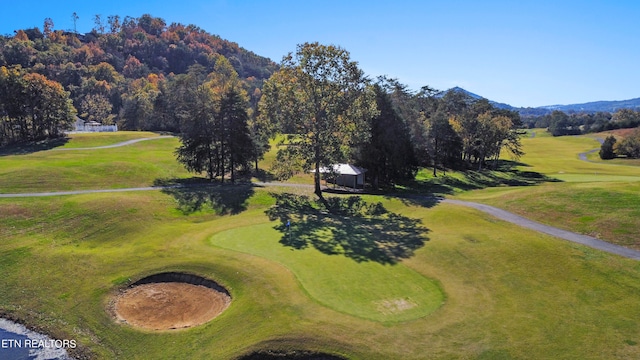 drone / aerial view featuring a mountain view