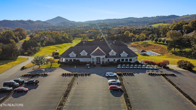 aerial view with a mountain view