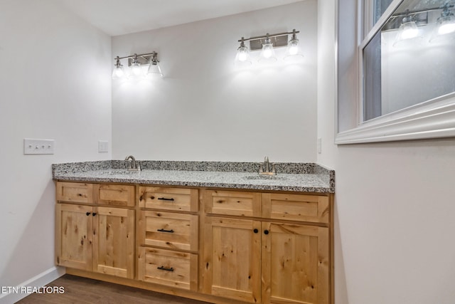 bathroom featuring wood-type flooring and sink